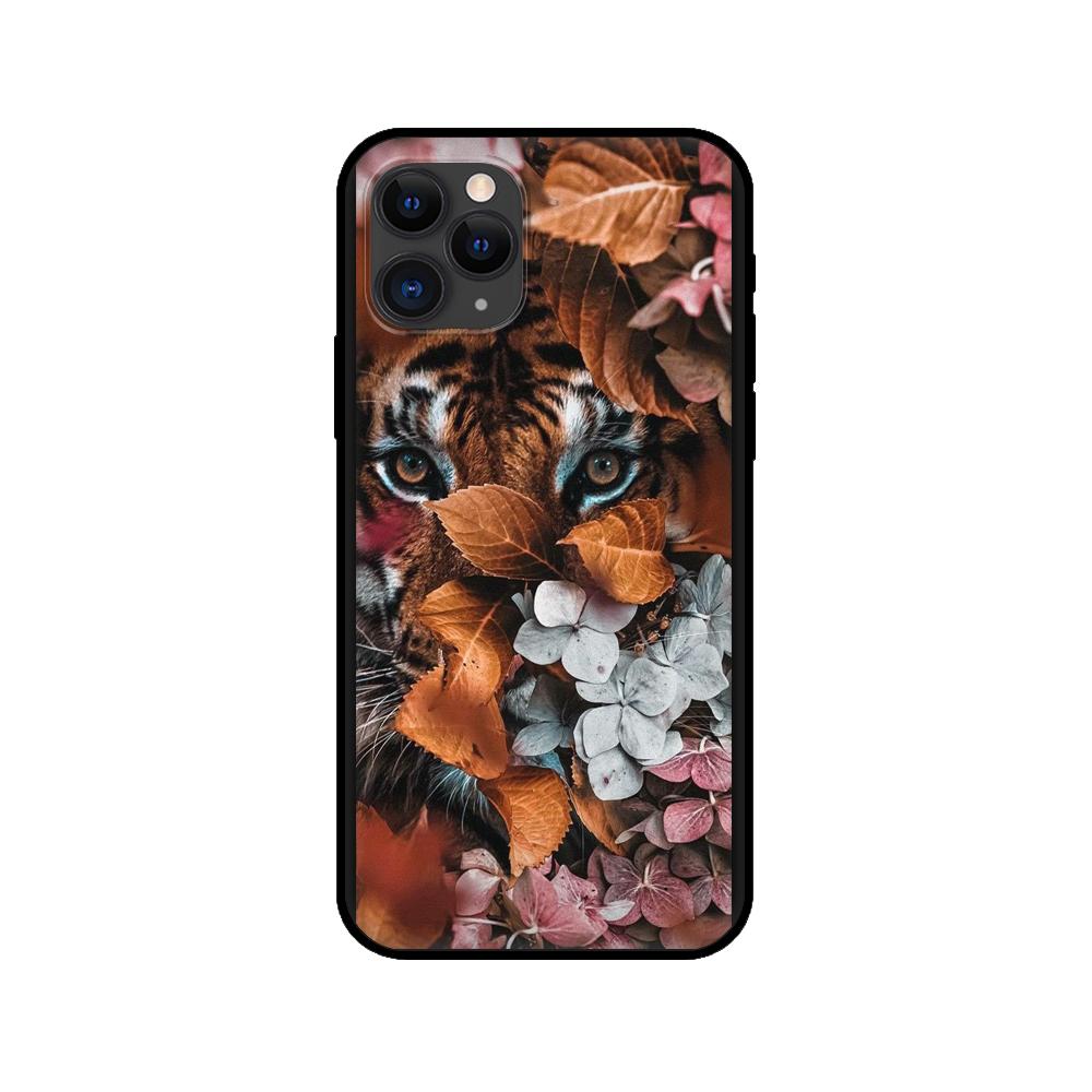 

Черный чехол из ТПУ для iPhone 5 5s se 2020 6 6s 7 8 plus x 10 XR XS 11 12 mini pro MAX задняя крышка цветок животное тигр iphone 12pro MAX