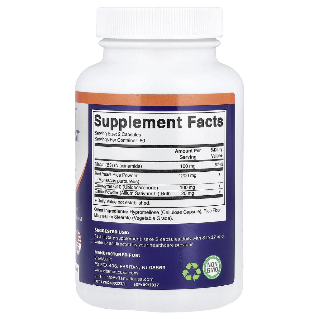 Vitamatic Red Yeast + CoQ10, 120 Capsules