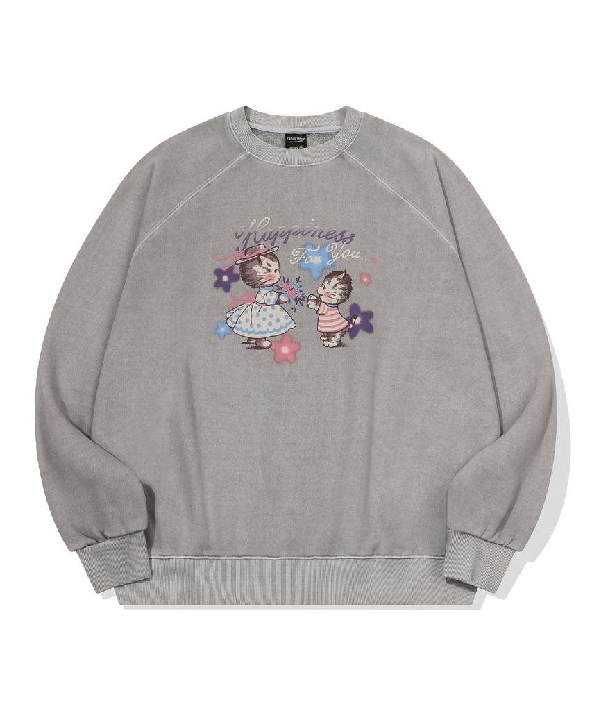 CPGN STUDIO Happy Tommy Raglan Pigment Sweatshirt Ghost Grey