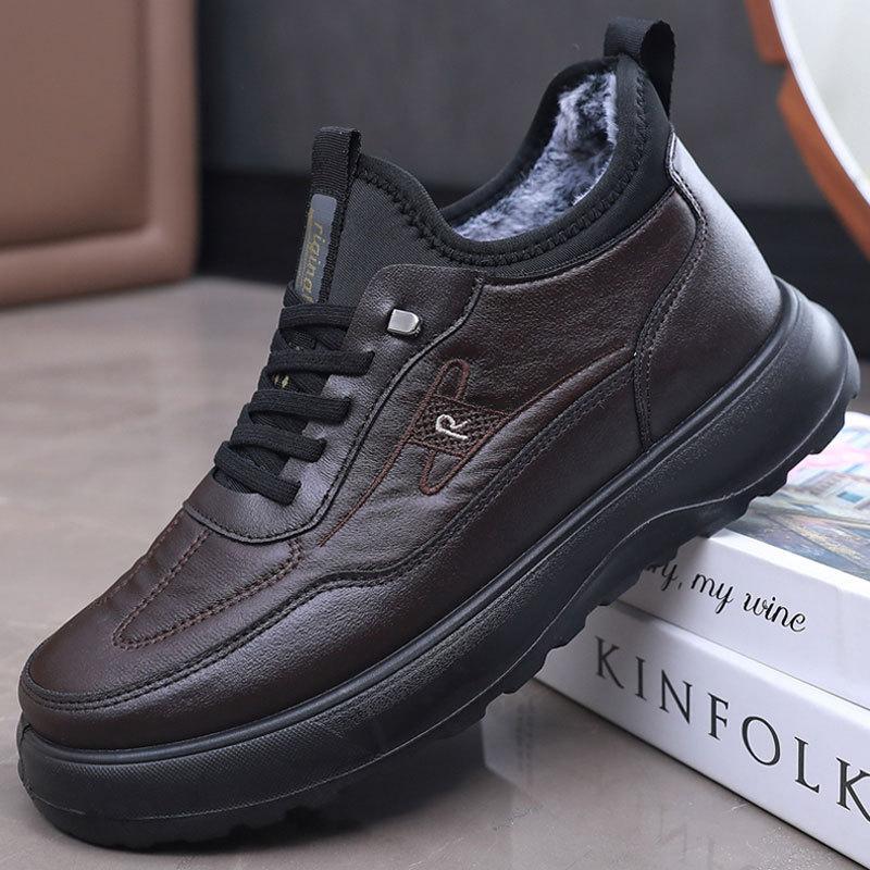 

Зимние хлопковые туфли с набивкой и утолщенные повседневные туфли для мужчин, среднего и пожилого возраста, теплые туфли для папы, мужские спортивные туфли на мягкой подошве для улицы 44 коричневый