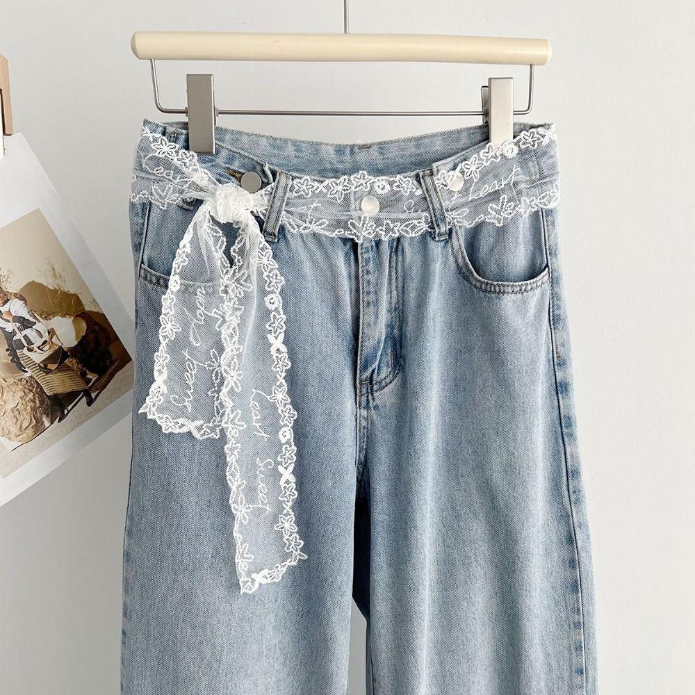 Lace Bow Thin Lace Waist Belt Y2K Waistband Long Lace Waistband  Street Dance Accessory