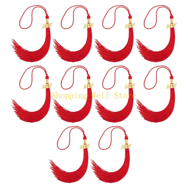

KX4B 10Pcs 2025 Graduation Tassels Graduation Hat Decoration Tassels For Class of 2025 Graduation Graduates and Photography червоний
