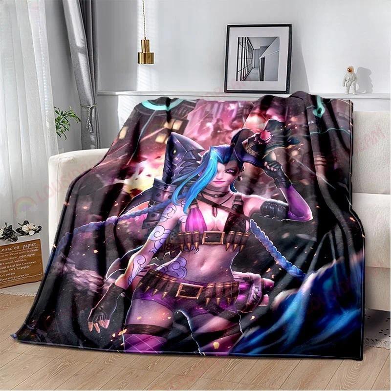 Game Jinx Arcane League of Legends Blanket Picnic Blanket Warm Comfortable Home Travel Birthday Custom blankets