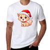 Cute Kitten In Santa Hat T-Shirt Work Outdoor T-Shirt for Men
