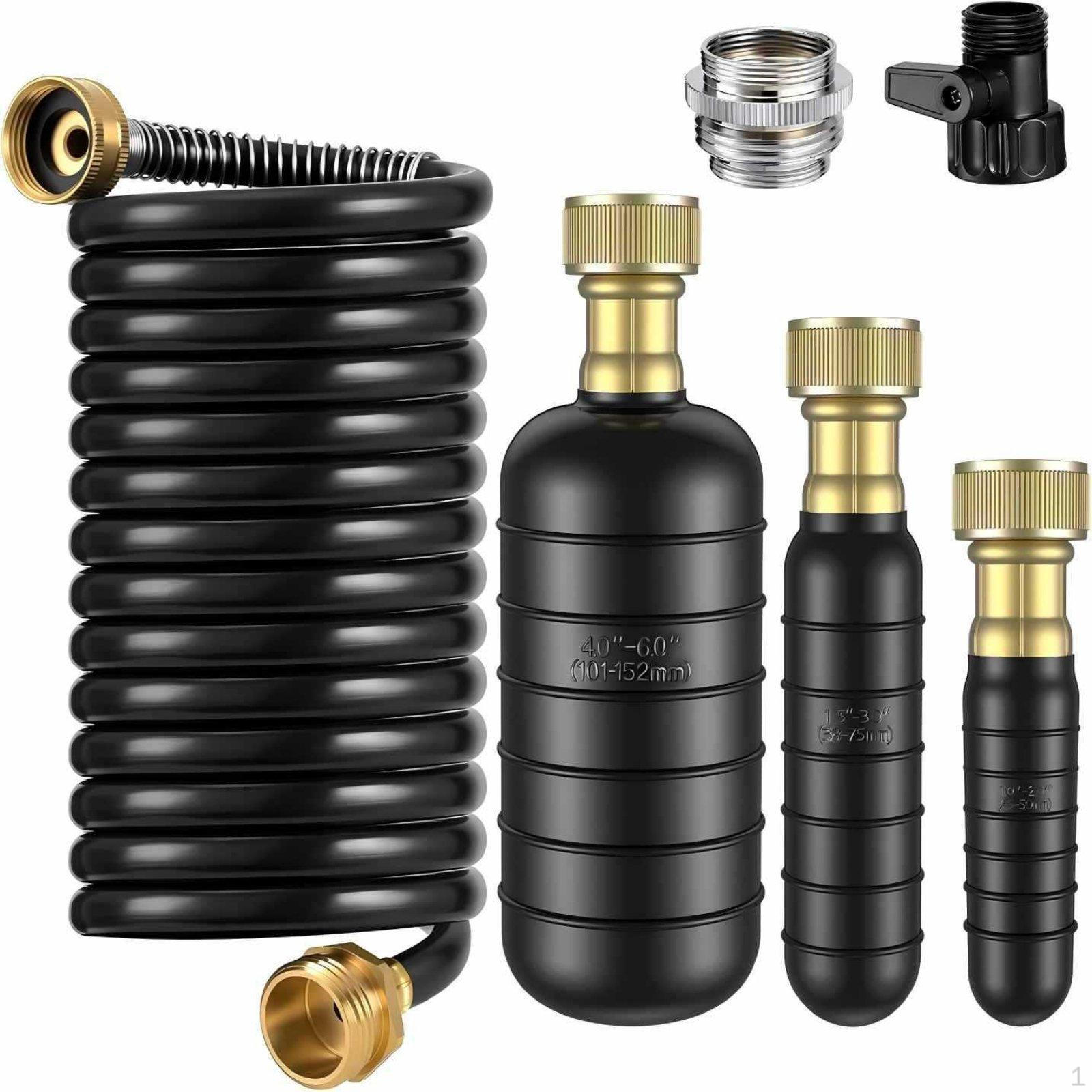 3 Pieces Drain Bladder Kit with 10ft Retractable Hose Shutoff Control