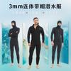 3mm Fullsuit Hooded Wetsuit Scuba Diving Snorkeling Freediving Surfing Warmth Protection Unisex Adult