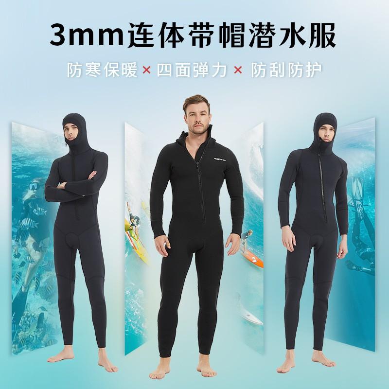 3mm Fullsuit Hooded Wetsuit Scuba Diving Snorkeling Freediving Surfing Warmth Protection Unisex Adult