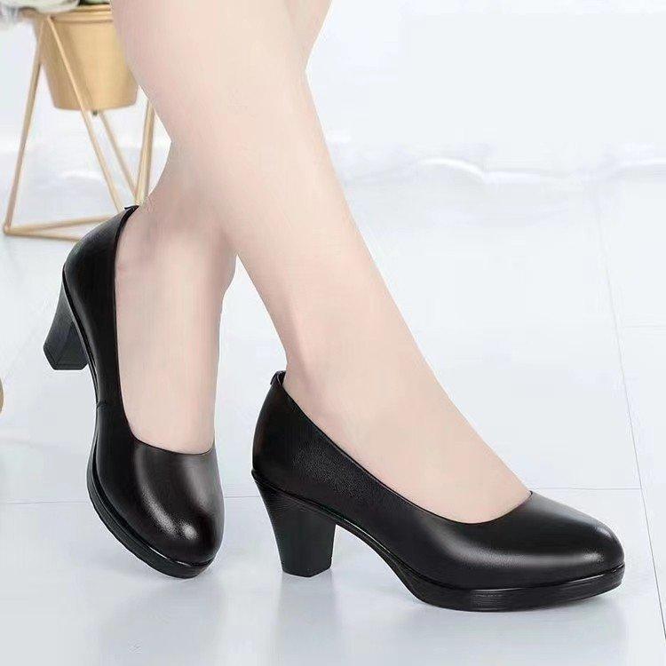 Leather Shoes Small Pointed Soft Leather Comfortable Single Shoes Spring Women's Professional Clothing Breathable Shallow Mouth Women's Shoes
