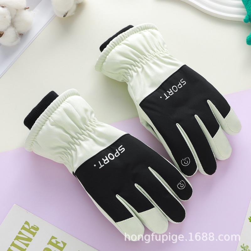 Children's Ski Gloves Winter Boys Season Cycling Girls Outdoor Fleece Thickened Water-proof Windproof Cold-resistant Gloves