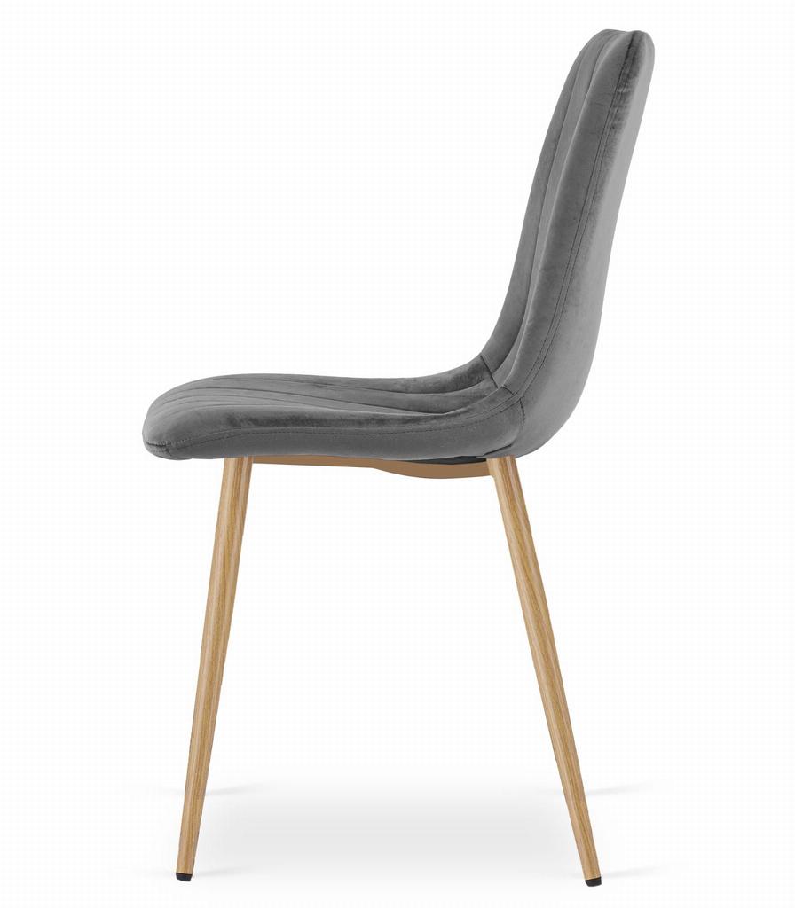 LAVA chair - dark gray velvet / wood color legs x 2