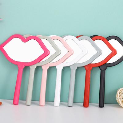 1Pc Handheld Makeup Mirror Lip Shape Makeup Vanity Mirror With Handle Hand Mirror Salon Compact Mirrors Cosmetic Mirror For Women