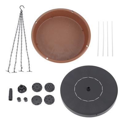 Solar Bird Bath Fountain Pump Hanging Style Deck Mount Metal Bowl for Outdoor Garden Patio Backyard