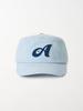 Olinkeompeulliteu Argyle Stripe Denim Pillbox Cap (Medium Blue)