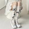 Women Sexy Ribbon Bow Socks Long Tube Knee High Lolita White Stockings Thin Piles of Socks Section Mesh Pure Desire Lace Hosiery