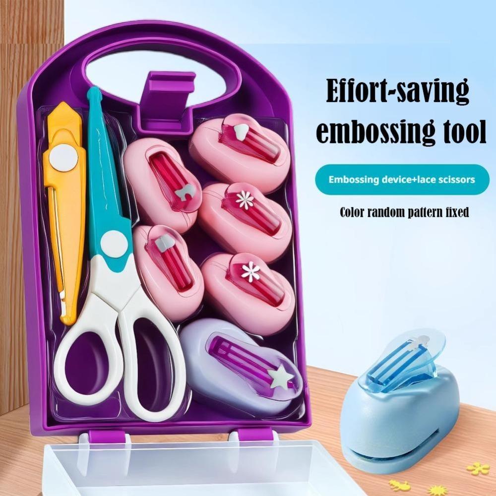 Various Shapes DIY Puncher Craft Set Plastic With Storage Box Mini Embossing Punch DIY Projects Flower Shaped Punch