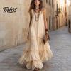 Talos Summer Ruffle Tiered Swing Dress for Women, Boho Beach Flowy Maxi Sundress, Sleeveless A-line Loose Long