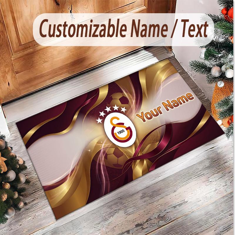 Personalized Crystal Velvet Carpet Galatasaray FC Pattern Non Slip Floor Rug