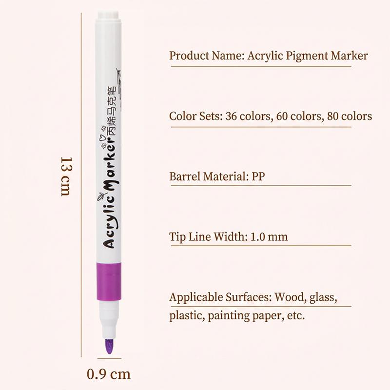 Acrylic Paint Marker Set Odorless Water Based 12/24/36/48/60Pcs for Holiday Decoration DIY Handcraft Making