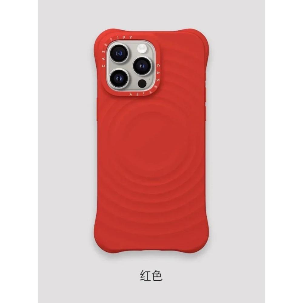 Stile INS Onde Silicone Lettere Incise Per Custodia Telefono Magsafe Per iPhone 17 Pro Max Pulsante Foto Protezione Quattro Angoli Anti-caduta Custodia Protettiva