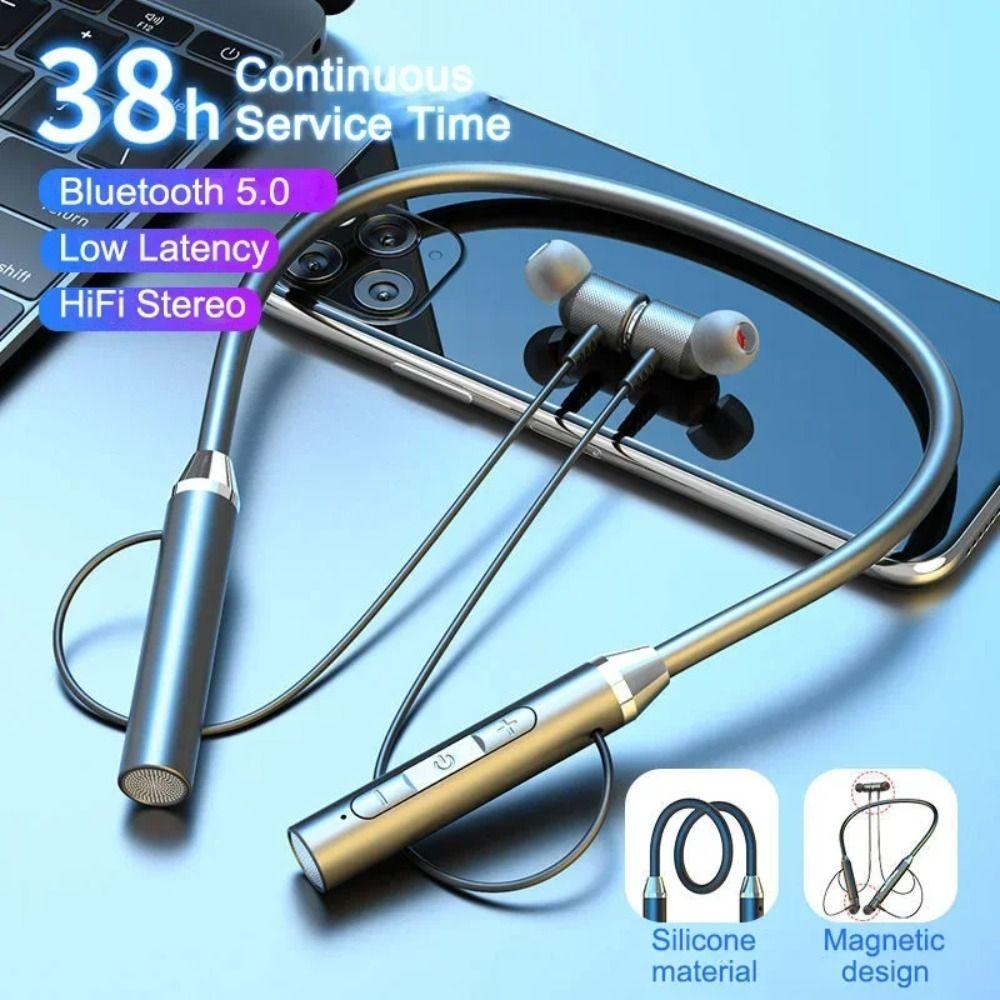 With Mic Wireless Bluetooth Headphones Neck Hanging Headset New Sport Running Earphones