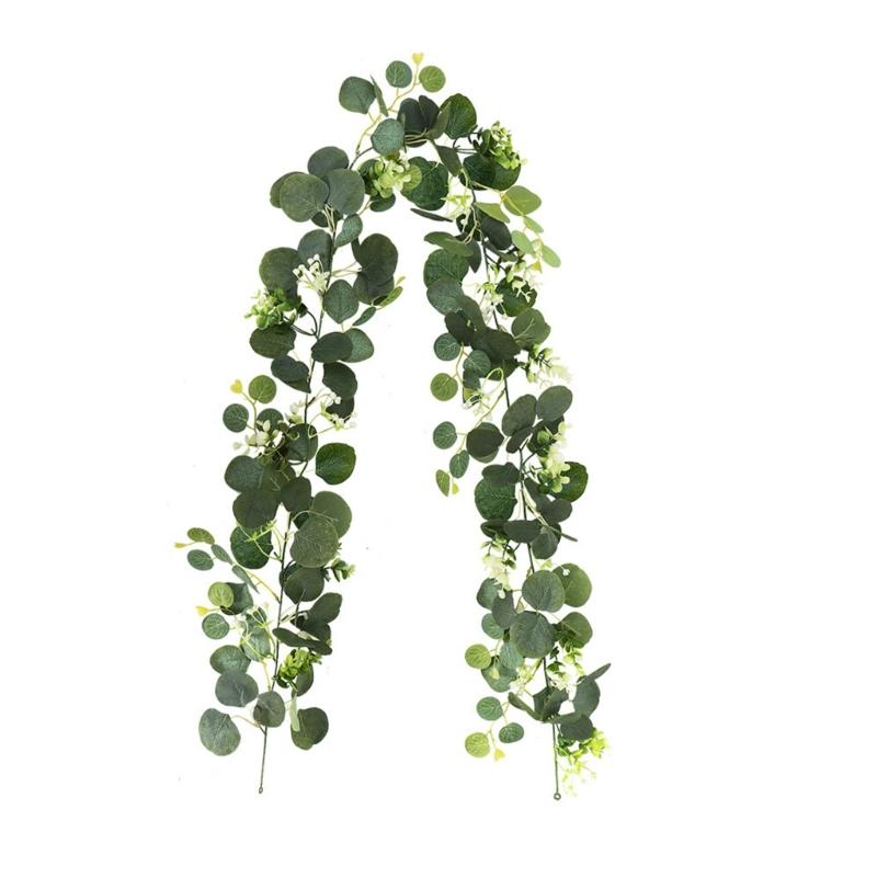 

180cm Artificial Eucalyptuses Garlands Accessory With 60 Realistic Flower Head For Home And Wedding Decorations
