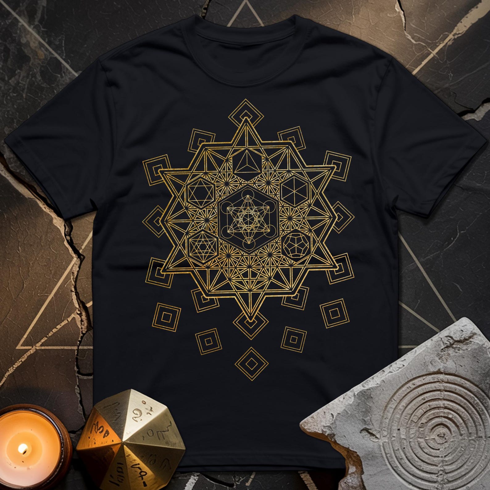 Sacred Geometry T-Shirt | Metatron, Platonic Solids Design 4XL