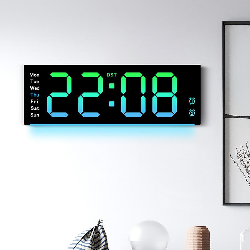 Creative Wall Clock, Simple Large Screen LED Clock, Living Room Clock, Characteristic Atmosphere Light, Multi-functional Clock