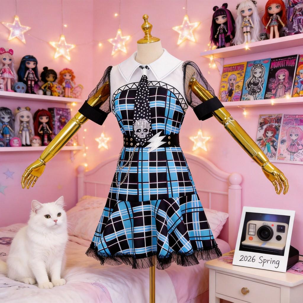 Monster High Frankie Stein Cosplay Kostüm Mit Kleid Und Accessoires Für Anime Rollenspiel