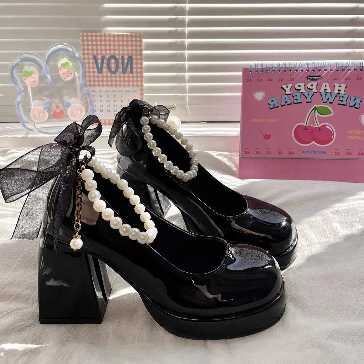 

Platform French Mary Jane shoes women s high heel niche design temperament design sense Lolita thick heel small leather shoes women s shoes 35