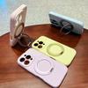 Apple 16pro Liquid Silicone Magnetic Suction Mobile Phone Case Rotating Bracket Suitable for IPhone15PRO Solid Color Protection Case
