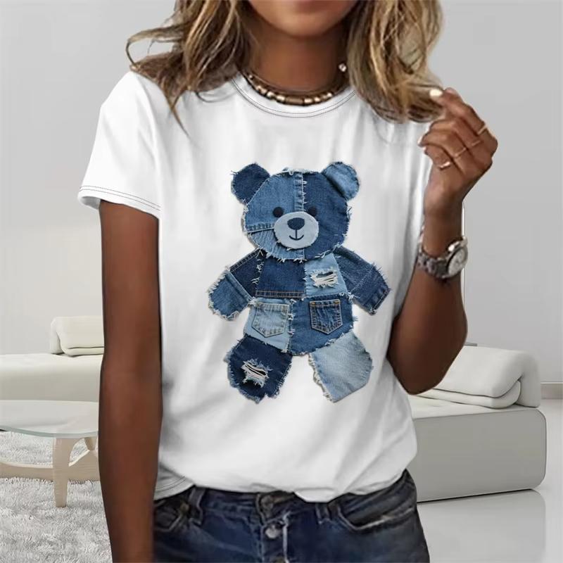 Fun Cowboy Splicing Animal Pattern T-shirt 2XS