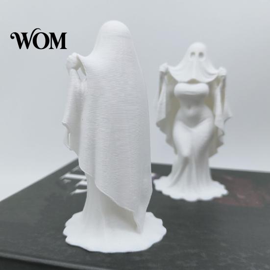 Themed Window Display Decoration 3D Printed Halloween Ghost Bride Statue Ornament, Female Figure Sculpture with Anti-fall Decor Stable Base,