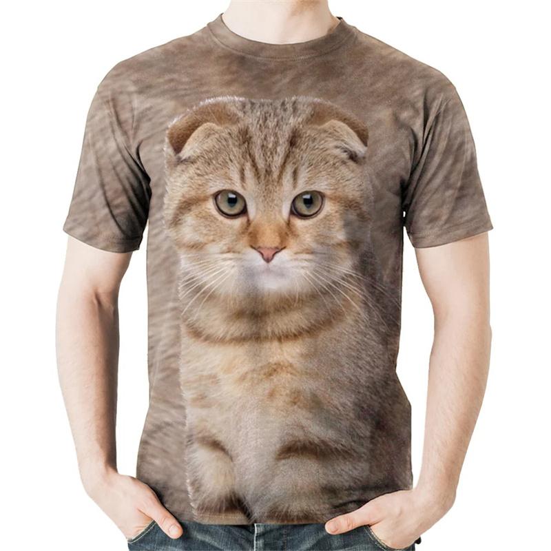 Funny New 3D Cute Animal Scottish Fold Cat Printing T Shirt Scottish Cat Graphic T-shirts Cats Lover Fashion Short Sleeves Tops