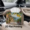 1pc, 2d Flat Printing, Tissue Box Lemon Tree with Mediterranean Sea View Pattern Printed Tissue Box, Suitable for Kitchen, Living Room, Bedroom, and C
