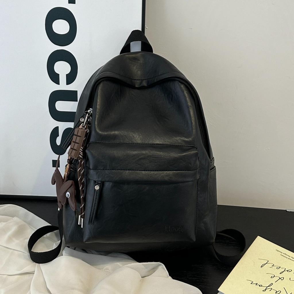 Schoolbag Retro Soft Leather Commuter Backpack Women's 1011 Spring and Summer New College Student Schoolbag Lightweight Travel Backpack Large Capacity