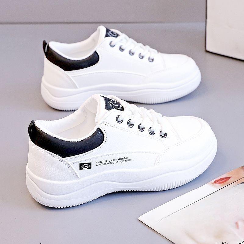 White Sneakers Versatile Women's Shoes Thick-soled Student Running Shoes