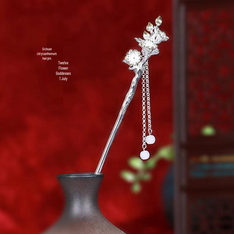 Twelve Flower Goddess Hanfu Hairpin - Chinese Style Updo Valentine's Gift for Her