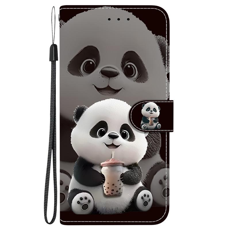 15Plus 14Pro Animal Case Lion Panda Leather Phone Cover For iPhone 15 Plus 14 Pro Max Wallet Flip Card Magnetic Protect Cases