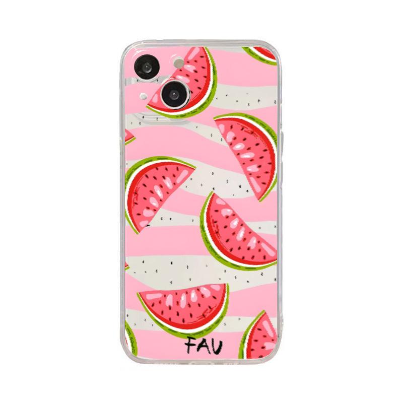 Summer New Watermelon Mobile Phone Case for Girls, Iphone16pro Transparent Case, Apple 17 Fine Hole Protective Case