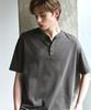 DRAW FIT Pigment Cotton Henley Neck Half T-Shirt [Charcoal]