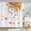 1Pc Autumn Maple Leaf Shower Curtain - Vibrant Fall Foliage Bathroom Decor With Red, Orange, Yellow, Green, White - Machine Wash