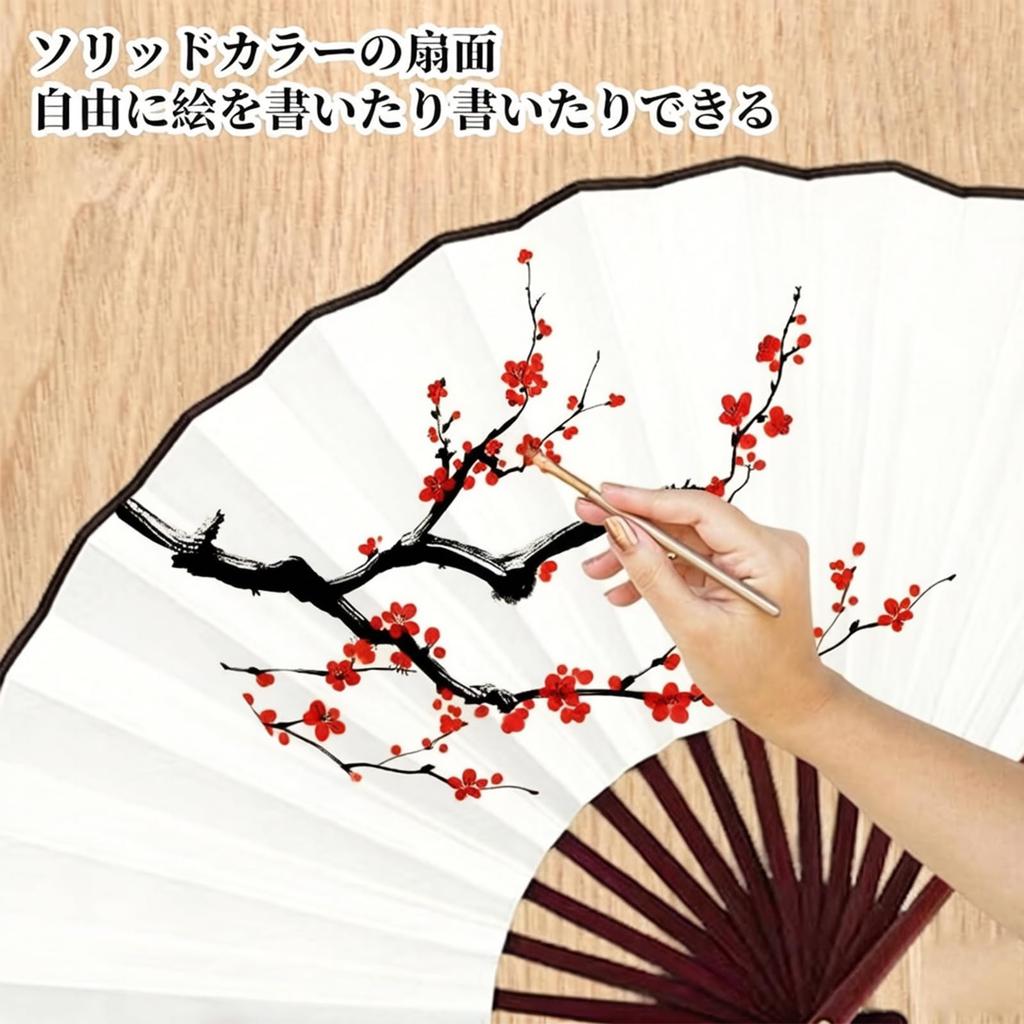 Gold and Silver Formal Japanese Folding Fan for Blank Silk Red Japanese Suitable for Fireworks New [Doyime] Weddings, Pattern, DIY, Fabric, Rib