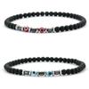 Neue Mode 2 Stück Herren Armband Türkei Böse Augen Perlenarmband Gewichtslos Natürlich 4mm Onyx Hämatit Energie Schmuck Geschenk Für Ihn