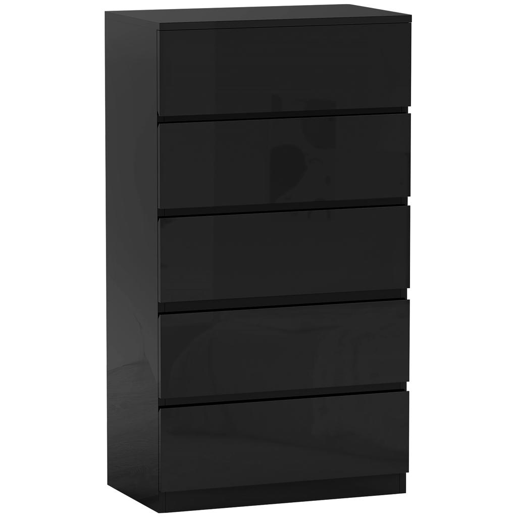 Chest of Drawers with 5 Drawers Modern Style Drawer Unit for Bedroom Entrance Living Room 55x34x100 cm Black