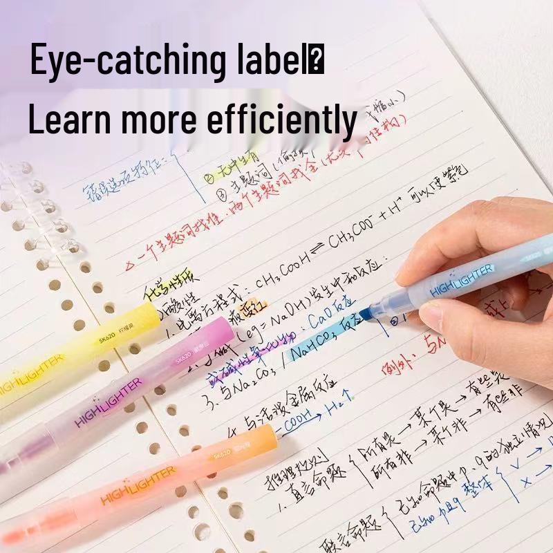 Deli SK620 Fluorescent Highlighter Set - Colored Thick Markers for Students