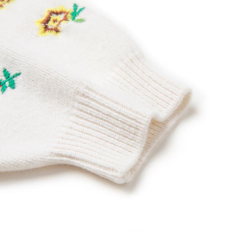 TUHUANG Women's Thick Pure Wool Embroidered Knit Sweater