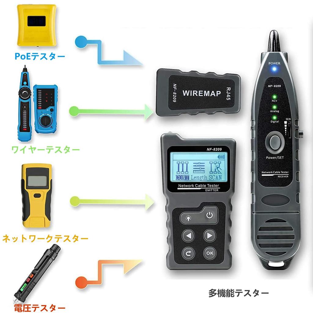 LAN Cable Tester Digital Multifunctional LCD Voltage Detection Tester Wire Tracker PoE Voltage Current Tester Applicable to CAT 6a Telephone Line