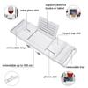 Wooden Bathroom Storage Spa Bath Tub Tray Bridge Shelf Organizer Reading Rack Extendable Bamboo Bathtub Tray Canddy Bath Tray