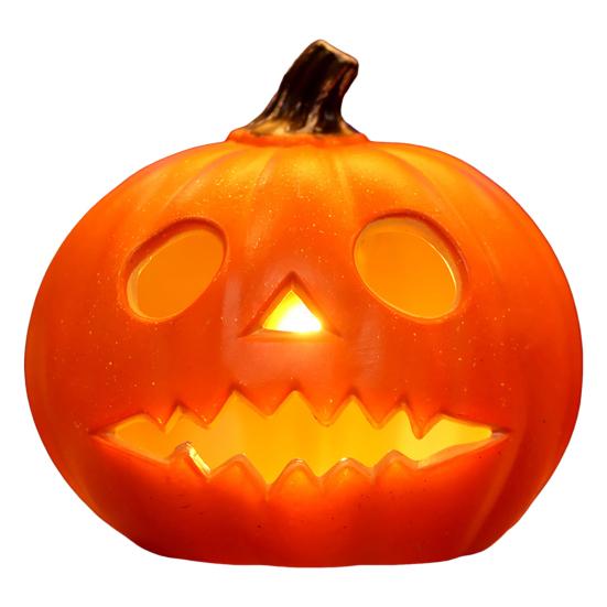 Halloween Pumpkin Lamp Spooky Light Up Pumpkin Figurine Glowing Decorative Pumpkin with LED Light for Haunted House Halloween Home Garden Decor