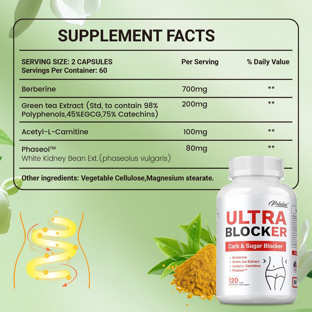 Contains a Blend of Berberine and White Kidney Bean Extract, Beneficial for Digestion and Gut Health, Suitable for Adults.